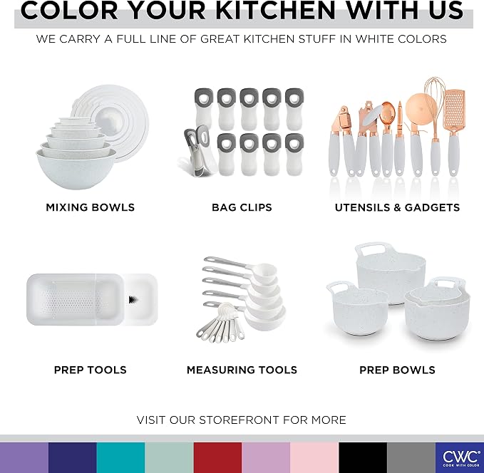 COOK WITH COLOR Kitchen Gadget Set Copper Plated Stainless Steel Utensils with Soft Touch Handles, Copper White, 10 Pieces