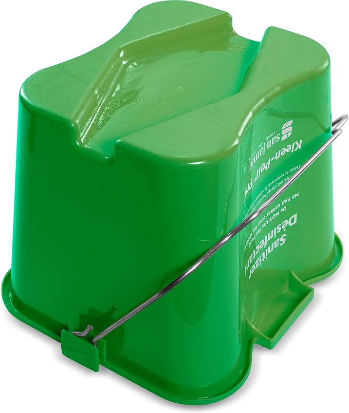 San Jamar Kleen-Pail Pro Detergent Pail Cleaning Bucket with Bail Handle for Cleaning, Kitchens, Restaurants, And Janitorial Use, Plastic, 8 Quarts, Green, (Pack of 12)