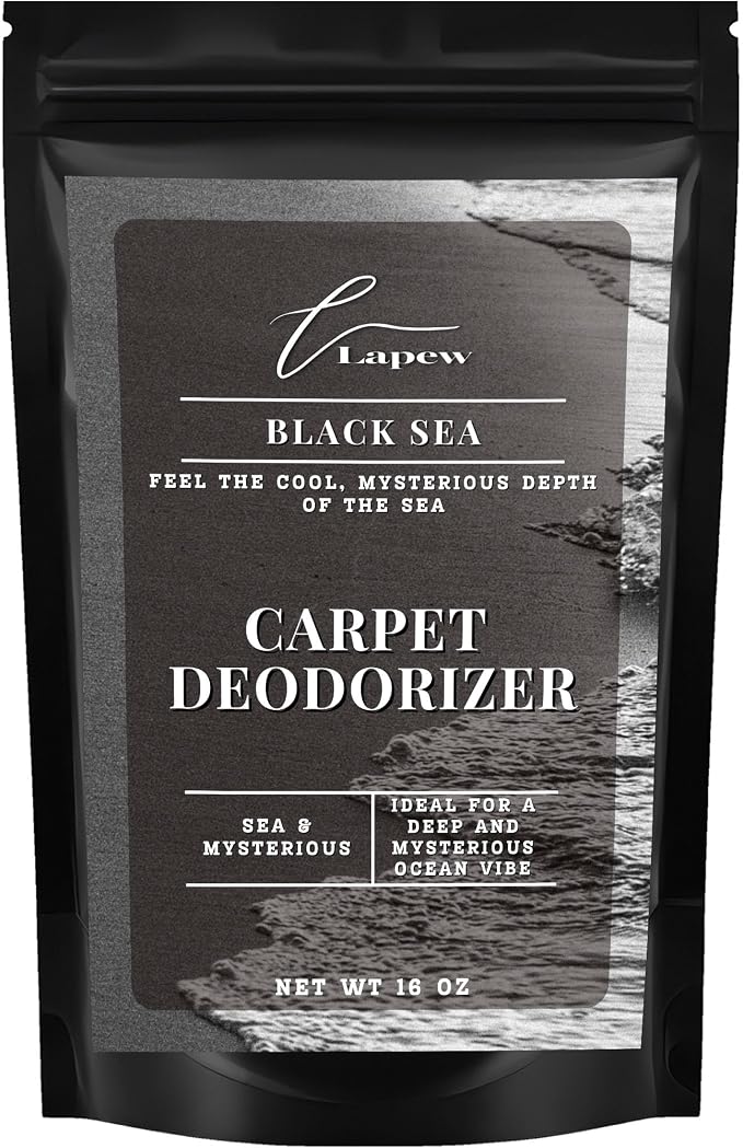 Lapew Black Sea Carpet Deodorizer Powder - Pet Safe Freshener for Vacuuming | Scented Odor Eliminator for Home | 16 oz