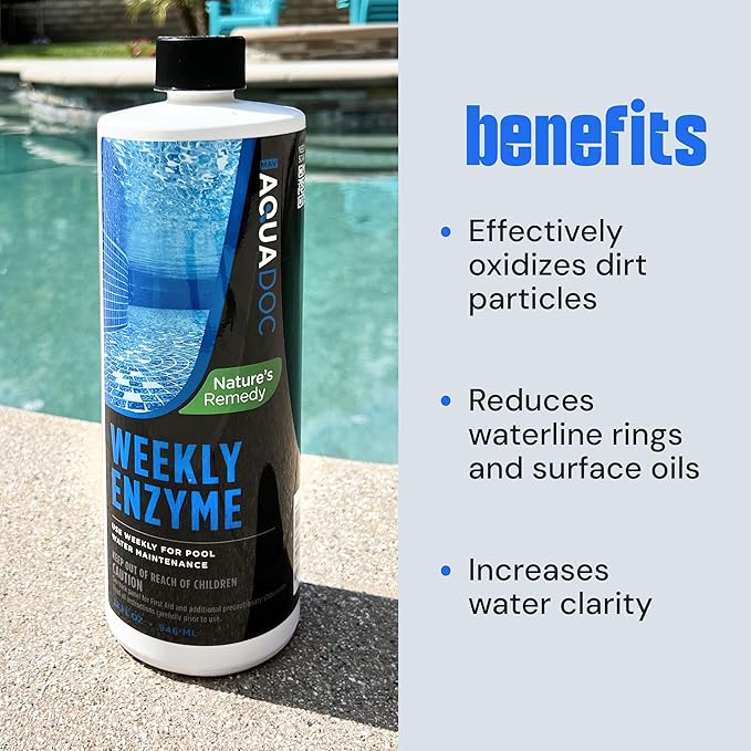 Pool Enzyme Treatment - Weekly Natural Enzymes for Pools Works as an Eco-Friendly, Natural Pool Clarifier for Crystal Clear Pool Water Perfect for Swimming - AquaDoc Pool Chemicals