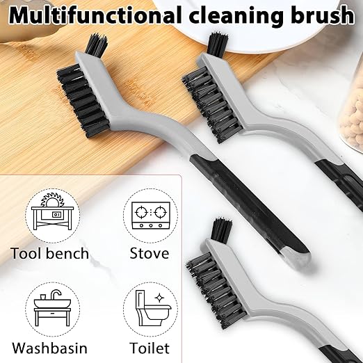 Reallnaive 50 Pcs Mini Wire Brush Set 7 Inch Stainless Steel Brass Nylon Bristles Small Wire Brushes for Rust Removal Paint Scrubbing Deep Cleaning(Nylon,Gray)