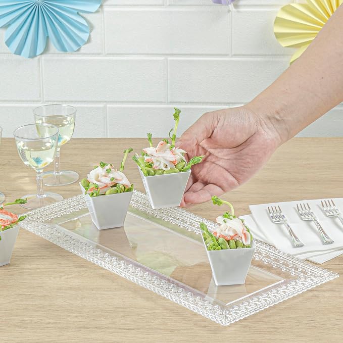Restaurantware 2 Ounce Mini Kova Cups 20 Square Small Appetizer Cups - Lids Sold Separately Heavy-Duty White Plastic Parfait Cups Serve Mousse Puddings Or Samples For Weddings Or Parties