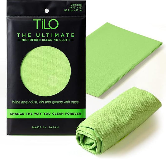 TILO Microfiber Cleaning Cloth – 19x13 Inch Ultra-Absorbent, Reusable Soft Polishing Cloth for Dust, Grease, Dirt – Non-Abrasive – Green