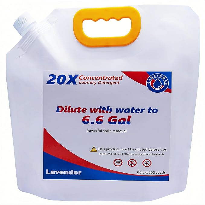 Commercial Bulk Laundry Detergent Refill, 20X Concentrated | Makes 6.6 Gallons (800 Loads), Heavy-Duty Stain Removal, HE Compatible, Lowest Cost per Load