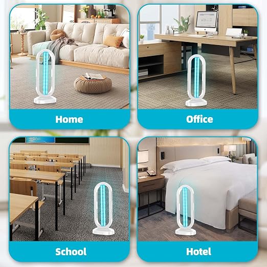 Feefir UV Light Sanitizer,4-Speed Timing and Remote Control | UVC Home Disinfection Device,Ultraviolet Light Sanitizer for Dust Mites,UV Lamp for Whole Room,White