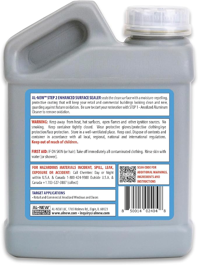 AL-NEW Enhanced Surface Sealer | Retail & Commercial Sealer Perfect for Use On Anodized Windows, Doors, & More (16oz Sealer)
