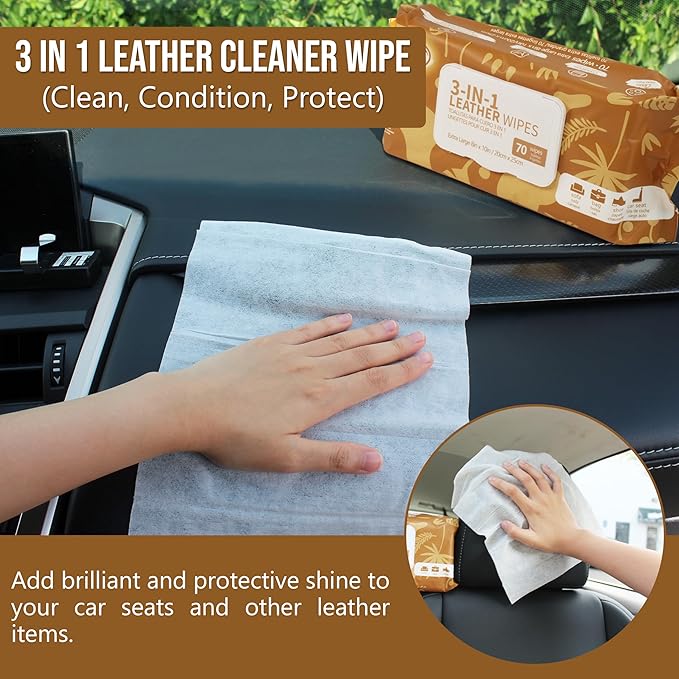 Air Jungles 3in1 Leather Cleaner Wipes 70 Count, and Air Jungles Electronic Wipes 70 Count, 8"x10"