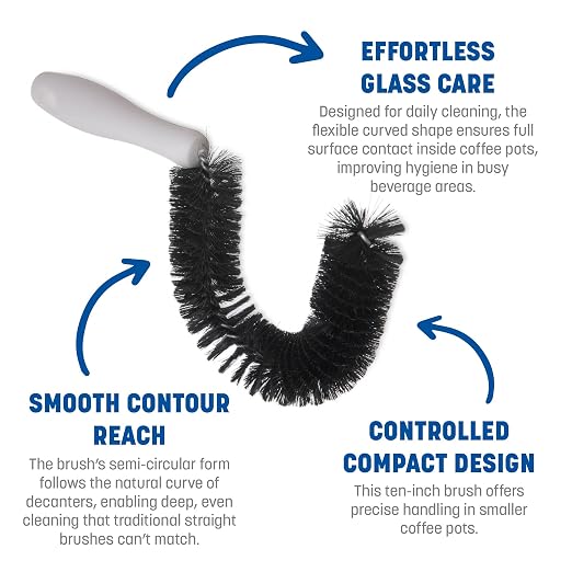 SPARTA 4015300 Polyester Curved Brush, Coffee Decanter Brush With Soft Bristles For Commercial Kitchens, 10 Inches, Black, (Pack of 12)