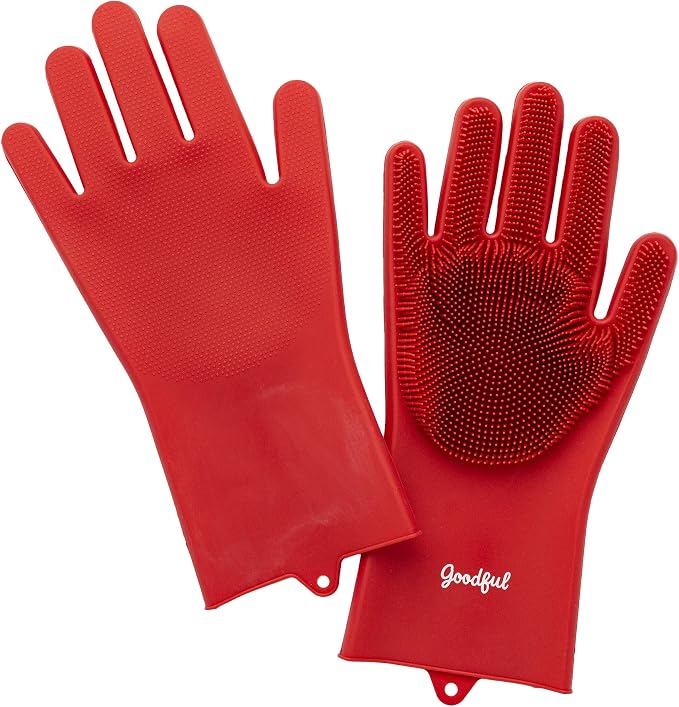 Goodful Silicone Kitchen Rubber Gloves, Oversized, Reusable, Waterproof