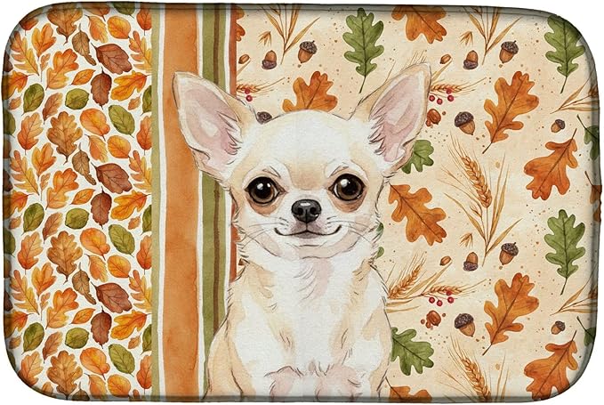 Caroline's Treasures Cream Chihuahua Heirloom Fall Dish Drying Mat Absorbent Dish Drying Mat Pad for Kitchen Counter Dish Drainer Mat for Countertop, 14 x 21", Multicolor