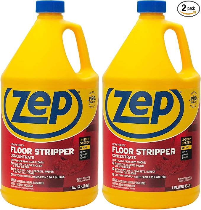 Zep Heavy-Duty Floor Stripper Concentrate - 1 Gallon (1 Unit) ZULFFS128 - Low Foaming, Deep Penetrating Floor Stripper, Removes Finish, Polish and Heavy Buildup (Pack of 2)