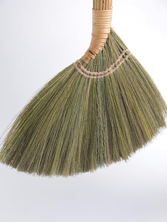 Deluxe Vietnamese Natural Straw Broom /45" Handmade Soft Grass Sweeping Broom for Indoor & Outdoor/Beauty of Nature Collection