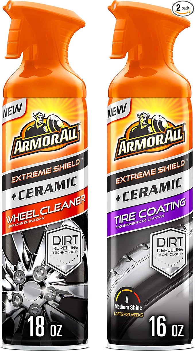 Armor All Wheel and Tire Cleaner, Extreme Shield + Ceramic Wheel Cleaner and Tire Shine Spray Combo Pack