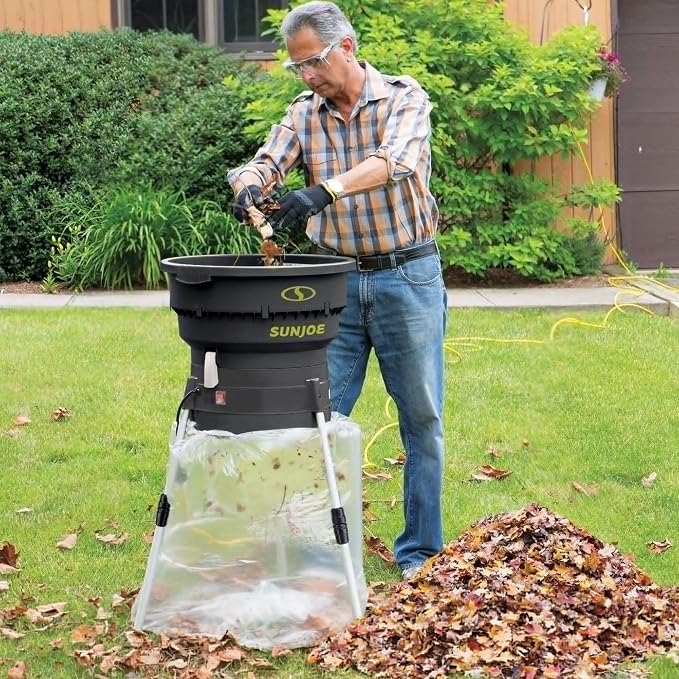 Sun Joe Corded Leaf Mulcher Shredder with Adjustable Control Dial, 8,000 RPM, 13-Amp Motor - Portable Electric Mulching and Shredding Machine for Lawn Care, SDJ616