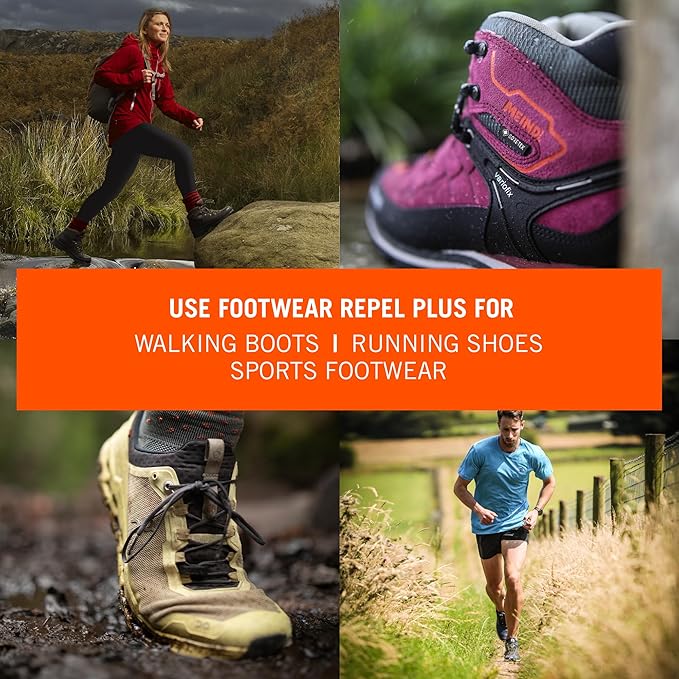 Granger's Footwear Repel Plus Spray-on Waterproofer for all Outdoor Footwear. 9.3 fl oz |For Work, Hiking, Outdoor Shoes| Bluesign approved, PFC-free