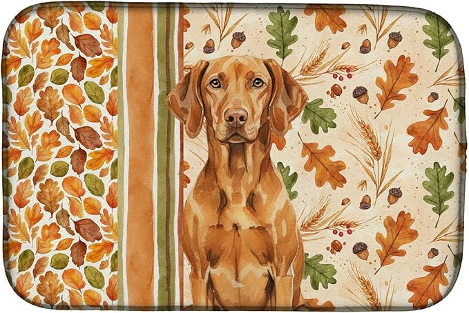 Caroline's Treasures Vizsla Heirloom Fall Dish Drying Mat Absorbent Dish Drying Mat Pad for Kitchen Counter Dish Drainer Mat for Countertop, 14 x 21", Multicolor