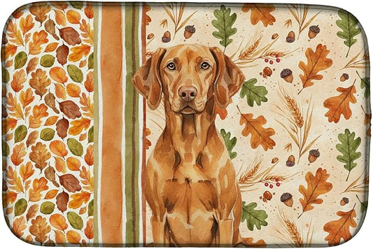 Caroline's Treasures Vizsla Heirloom Fall Dish Drying Mat Absorbent Dish Drying Mat Pad for Kitchen Counter Dish Drainer Mat for Countertop, 14 x 21", Multicolor