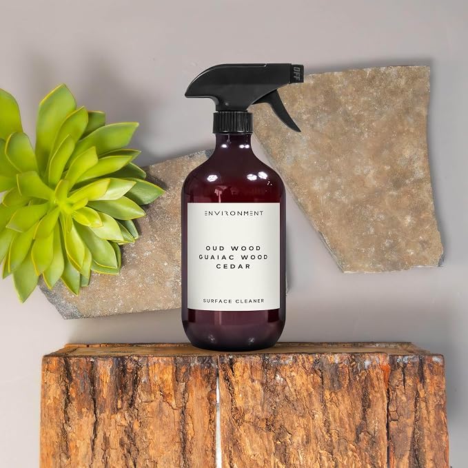 ENVIRONMENT Inspired by Designer TF Oud Wood Surface Cleaner, 16oz Luxury Surface Cleaner (Oud | Guaiac | Cedar) Home Essentials, Scented Cleaning Products, Vegan & Cruelty-Free