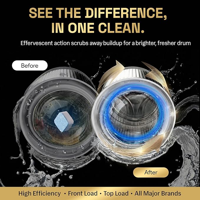 Zyro Washing Machine Cleaner & Garbage Disposal Cleaner Bundle | Includes 24 Pack Washing Machine Cleaner Tablets and 24 Pack Garbage Disposal Cleaner Tablets | Deep Cleaning & Odor Eliminating Tablet
