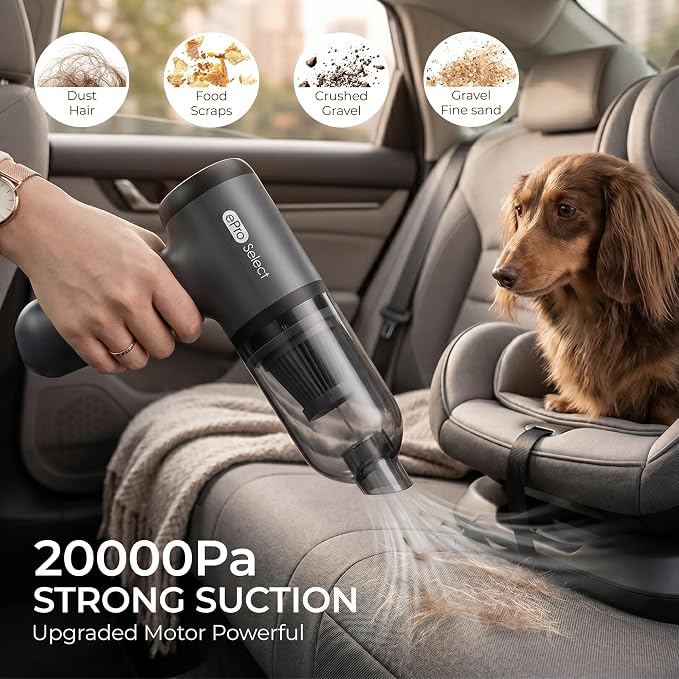 Handheld Vacuum Cordless, 12000Pa 75W Mini Vacuum with Blower Function, 24 Mins Runtime, 0.14L Dust Bin, Compact Design with Multi-Accessories for Stairs, Car and Home