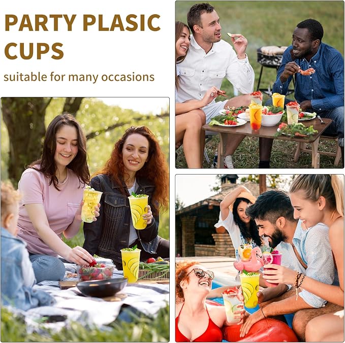 KesaPlan 100 Pcs 18 oz Clear Plastic Cups, Disposable Stemless Wine Glasses, Round Bottom Plastic Cocktails Cups, Crystal Disposable Cold Drinking Cup for Birthday Wedding Meeting Christmas Party