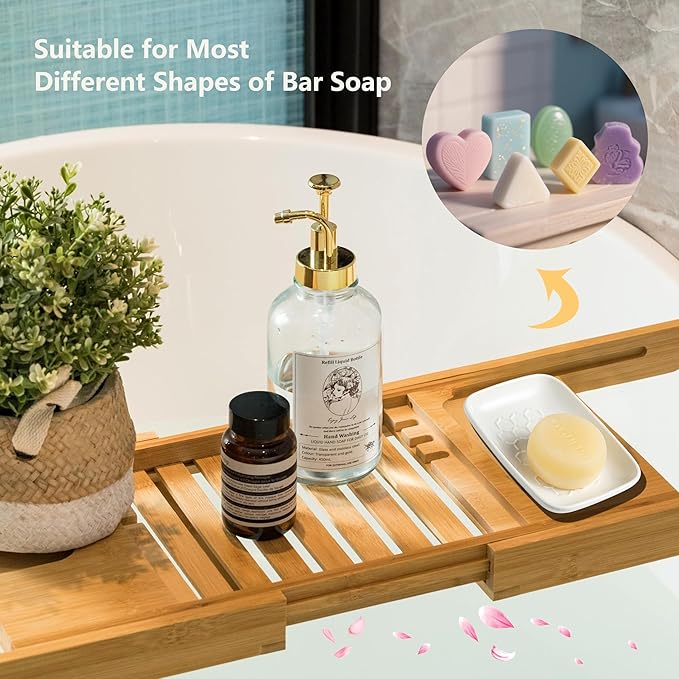 Gomakren Soap Dish for Shower, Bar Soap Holder, Ceramic Soap Dishes for Bar Soap & Soup Bowl with Handle 39oz, Ramen Bowl with Lid, Ceramic Soup Container Mug Cup