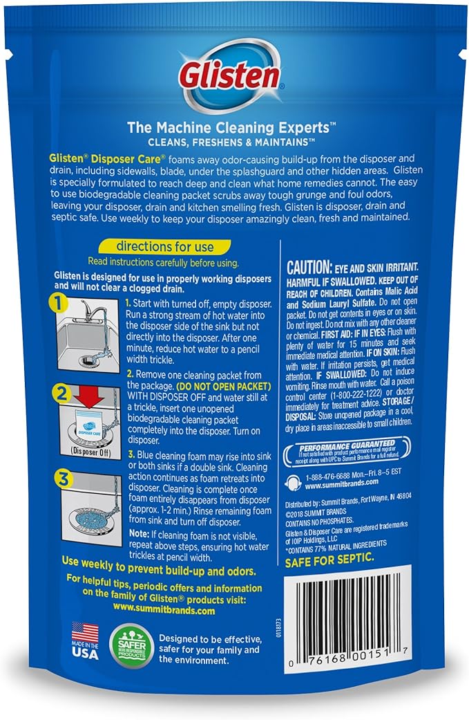 Glisten Disposer Care Foaming Cleaner 2-Pack and Plink Deodorizer Capsules 2-Pack