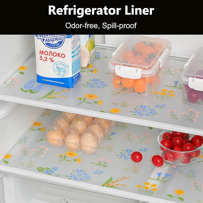 INNOLITES Shelf Liners for Kitchen Cabinets Non-Adhesive Drawer Liner with Floral, Waterproof Durable Easy to Clean, for Refrigerator, Shelves (Colorful Floral, 23.6" x 240")