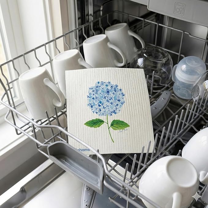 Garden Collection Hydrangea Swedish Dishcloth, Reusable Paper Towel, Super Absorbent Cellulose Sponge, Kitchen Cleaning Cloth, Washable & Compostable (Hydrangea Harmony - 1 Pack)