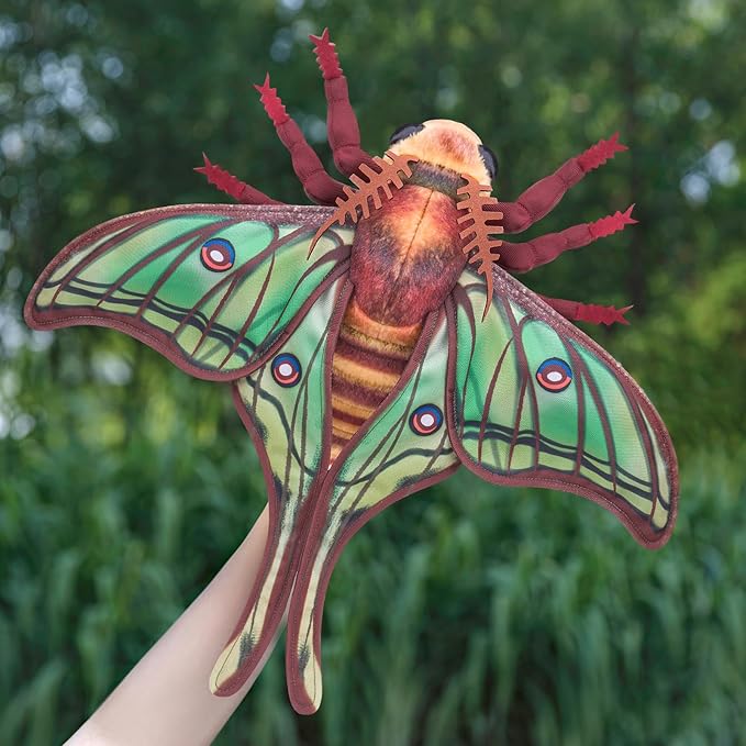 Spanish Moon Moth Plush Toy - Realistic Spanish Moon Moth Stuffed Animals 16in, Lifelike Big Moths Plushie Model Toys, Unique Plushs Gift Collection for Kids