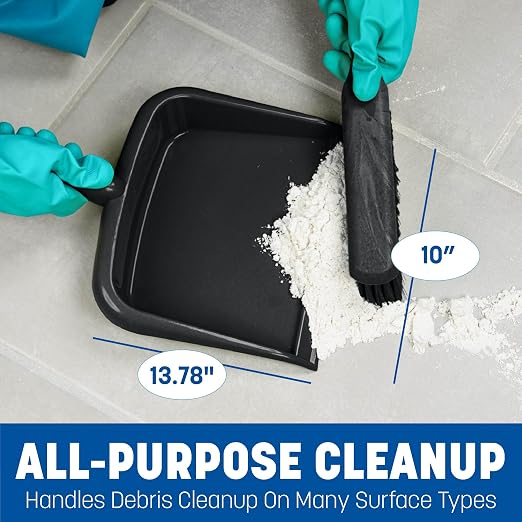 SPARTA Large Handheld Dustpan with Hanging Hole, Heavy-Duty Plastic Dustpan with Wide Lip for Countertops and Surfaces, Plastic, 10 Inches, Green