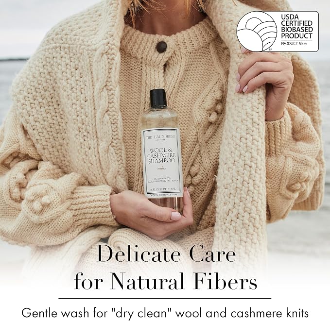 The Laundress Wool & Cashmere Shampoo, 31 Loads, Concentrated Liquid Laundry Detergent, Cedar Scent, Gentle Cold-Water Hand or Machine Wool Wash for Delicate Fabrics - Merino, Mohair & Knit Blends
