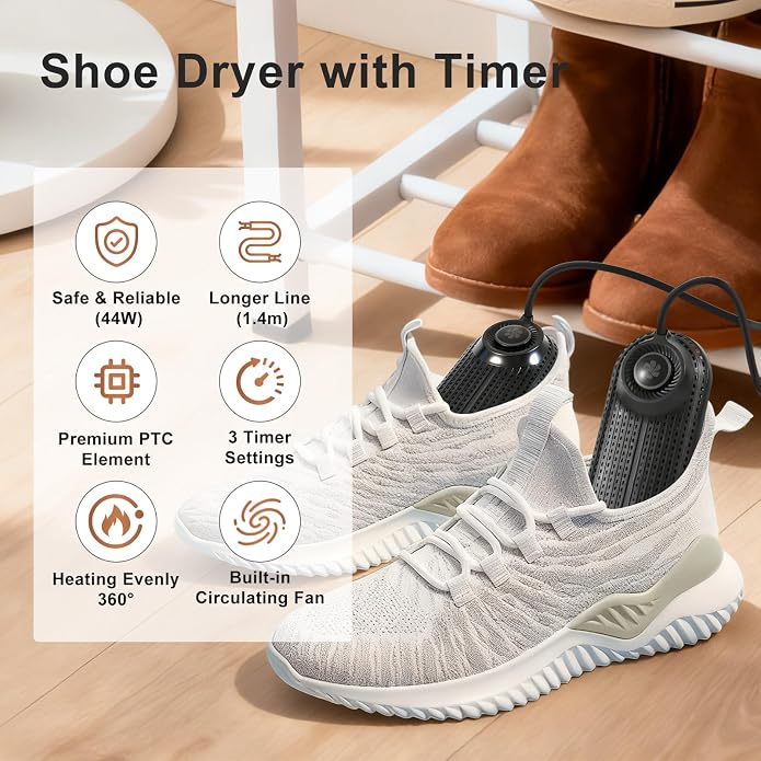Electric Boot Dryer, Shoe Warmer with IC Controller, Footwear Travel Dryers Silent with 3/6/9 Hours Timer