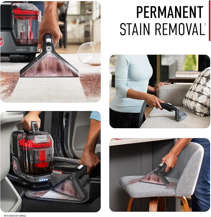 Hoover ONEPWR CleanSlate Cordless Portable Carpet & Upholstery Spot Cleaner Machine, Stain Remover, Auto and Car Detailer, BH14000V, Silver + Hoover CleanSlate 5-Piece Car Cleaning Tool Kitz