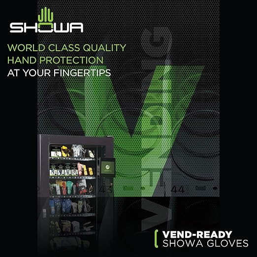 SHOWA 727 Chemical Resistant Gloves, 15-mil Unsupported Nitrile, 13-inch Extended Gauntlet, Bisque Grip, CE Cat III & Food Safe, Latex-Free, Green, Large, Vending Pack, 12-Pack
