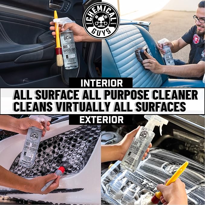 Chemical Guys SPI_191_16ID Interior Deep Cleaning Kit with Lightning Fast Carpet & Upholstery Extractor, Nonsense All Surface Cleaner, Induro 7 Heavy Duty Detailing Brush & 3 Pack Microfiber Towels