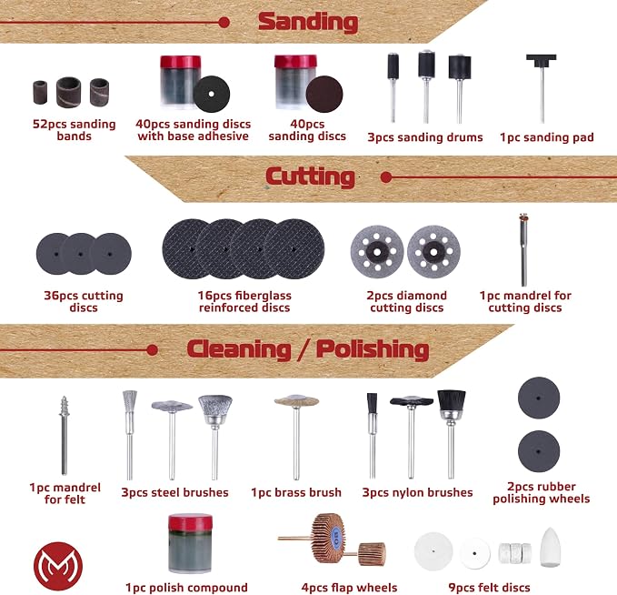 276 PCS Rotary Tool Accessories Kit, 1/8-in Shank Rotary Tool Kit, Universal Fitment for Easy Polishing, Sanding, Cutting, Drilling, Engraving, Sharpening, Grinding with Portable Storage Case