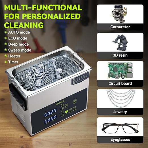3L Ultrasonic Cleaner, One-Touch Cleaning,Heating, Deep Mode, ECO Energy-Saving Ultrasonic Cleaning Machine Excellent for Labs,Carburetor,Jewelry,Dentures,Automotive & Industrial Parts.