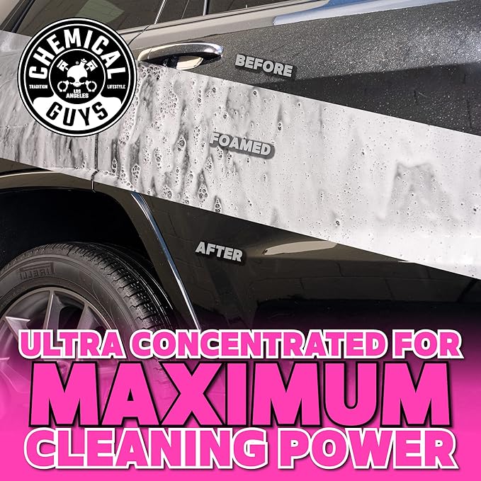 Chemical Guys Mr. Pink Car Wash Soap & Chenille Wash Mitt Kit - 64 oz High Foaming Auto Shampoo with Plush Microfiber Mitt - Safe for Cars, Trucks, Motorcycles, and RVs - Scratch-Free Cleaning Combo