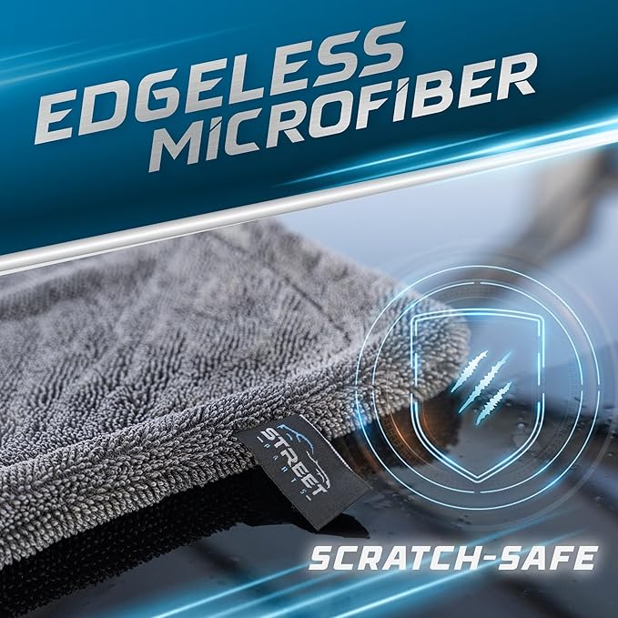 Car Drying Towel 24"x36" 1400GSM Edgeless Microfiber Towel, Ultra-Absorbent Auto Detailing Towel with Twisted-Loop Fiber Design, Streak Free, Lint Free Drying for Cars, SUVs, & Trucks