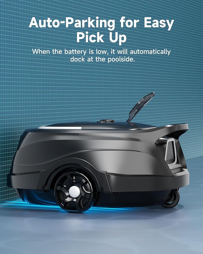 2026 Cordless Robotic Pool Vacuum for Above Ground Pools, Automatic Pool Cleaner Featuring Powerful Suction, LED Status Light & Dual‑Layer Filters, 2.5‑Hour Rapid Charging, Self‑Parking