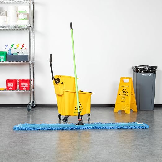 Restaurantware-Clean Tek Professional 59.84 x 5 Inch Dry Floor Mop, 1 Reusable Dust Mop - 64-Inch Handle, Secure Attachment, Blue Microfiber, Machine Washable, for Floor, Cleaning Home Or Office