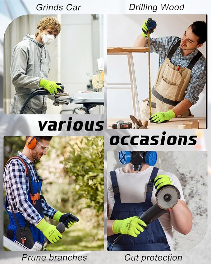 Maxcheck PU Coated Gloves Bulk, Reusable Rubber Safety Gloves for Men Women Work Warehouse, Mechanic, Woodworking