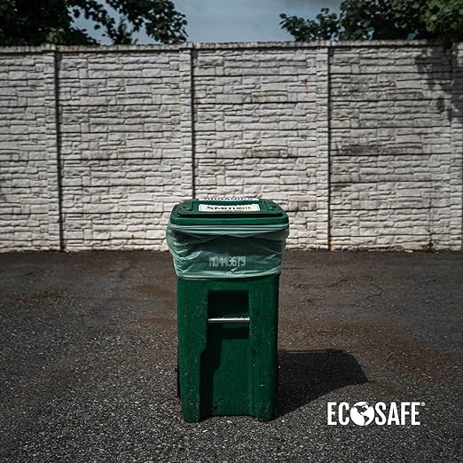 EcoSafe-6400 HB3955-85 Certified Compostable Bag - 39x55” Green Bags for 48 Gallon Bin - Extra Strong Leak, Puncture and Tear Resistant Food Scraps Bin Liners, Pack of 80