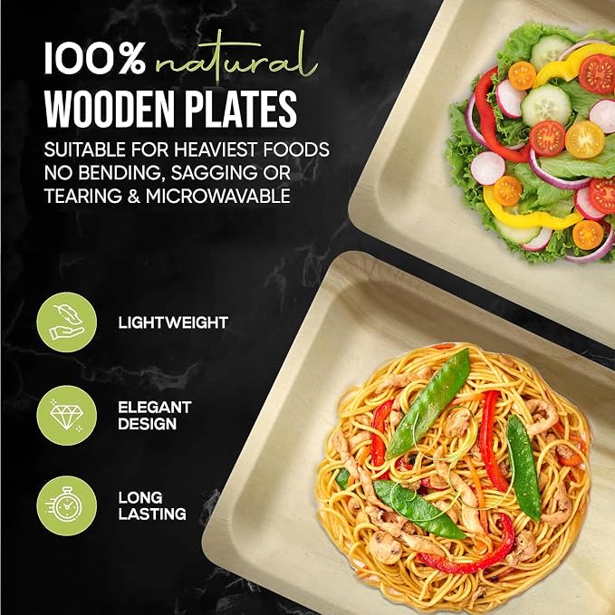 10" Wooden Plates with "Thankful for God's Blessings" Custom Print - Pack of 25ct
