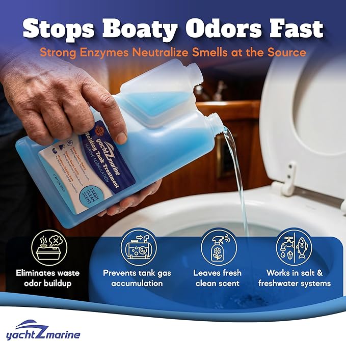 Holding Tank Treatment, Premium Marine Formula, Fresh Clean Scent, 32 Fl Oz, Digest and Liquify Waste, Also for RVs and Campers