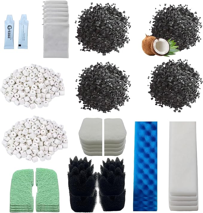 42 Pack Replacement Filter Media Kit for Fluval 306/307, 2 Full Sets | High Porosity Bio Foam, Ceramic Rings, Activated Carbon & Polishing Pads, Clear Tank Water, Reduced Algae & Yellow Buildup