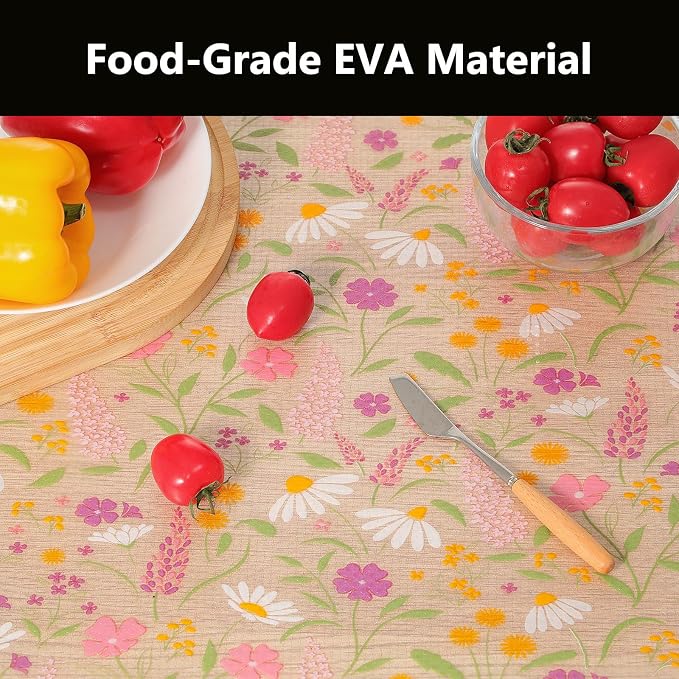 INNOLITES Shelf Liner for Kitchen Cabinets, Non-Adhesive Drawer Liner, Waterproof Washable EVA Floral Pattern, Protect Dresser Cupboard Refrigerator Shelves (Sage Wildflower, 17.5" x 360")
