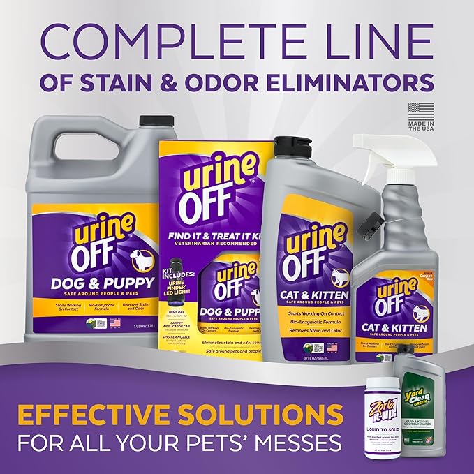 urineOFF Puppy & Dog Pet Stain Remover & LED Urine Finder Light | Freshly Scented Carpet Cleaner | Bio Enzymatic Stain & Urine Odor Remover | Pet Safe Cleaner | 16 oz.