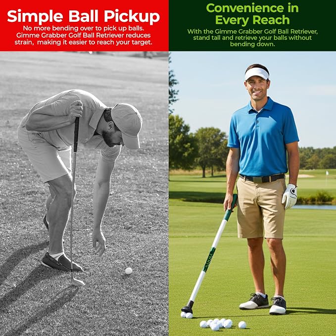 TAMP-IT 30" Gimme Grabber Golf Ball Retriever – Lightweight Pickup Tool, Easy Retrieval, Ideal for Scramble Play & Personal Use, Water Retriever Tool, Picker Upper Grabber, Non-Slip Golf Ball Picker